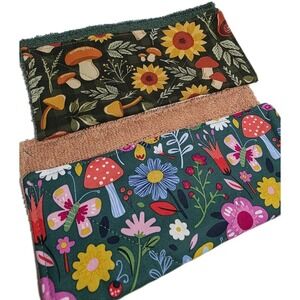 Whimsical Mushroom Sunflower Custom Terry Towel Washcloth Set, For Home & Body